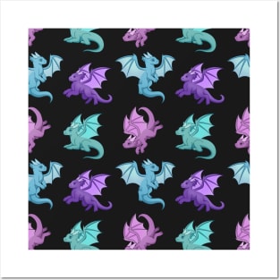 Cute Dragon Pattern Posters and Art